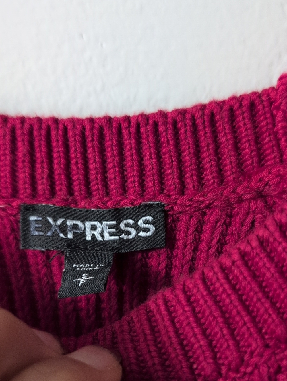 Express Ribbed Halter Tank Top - Burgundy - Picture 3 of 5